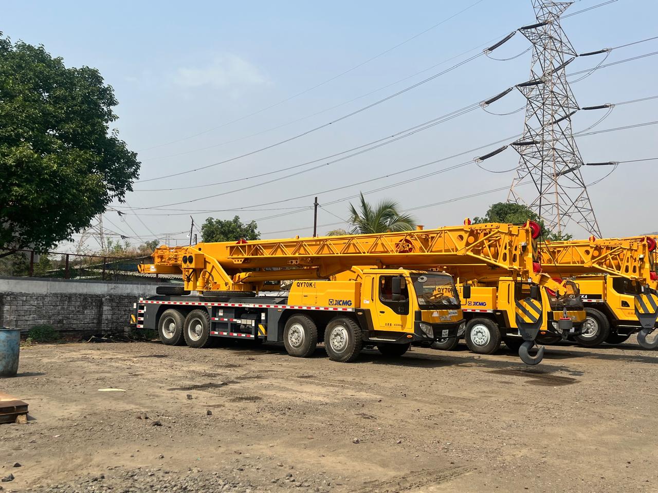 MGE crane hire fleet parked at the yard in Navi Mumbai