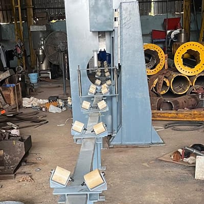 A fabricated conveyor frame and structure on the shop floor